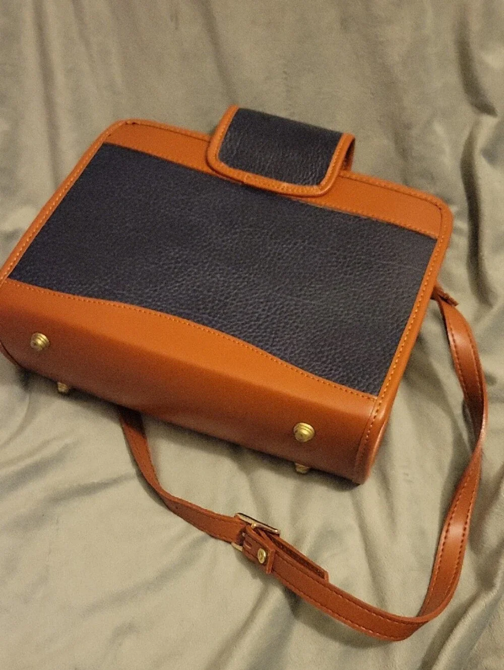 Dooney & Bourke Navy and Tan Pebbled Leather Crossbody